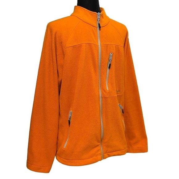Cabela’s Orange Fleece Jacket Full Zip Mock Neck Outdoor Gorpcore Size Small - Picture 2 of 5